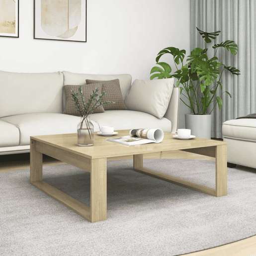 Mesa de Centro, Mesa baixa, 100x100x35 cm derivados madeira carvalho sonoma