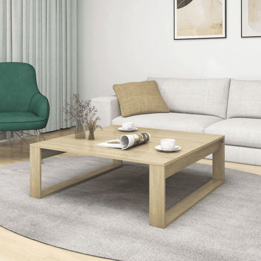 Mesa de Centro, Mesa baixa, 100x100x35 cm derivados madeira carvalho sonoma