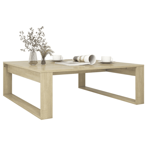 Mesa de Centro, Mesa baixa, 100x100x35 cm derivados madeira carvalho sonoma