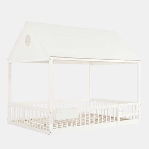 Cama individual infantil 140x200 - Detalhes na janela e no teto, cortinas brancas decorativas, pequeno espaço de arrumação - Branco