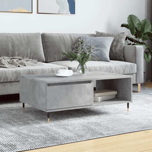 Mesa de Centro, Mesa baixa, 90x60x35 cm derivados madeira cinzento cimento