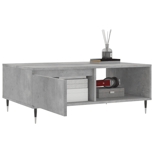 Mesa de Centro, Mesa baixa, 90x60x35 cm derivados madeira cinzento cimento