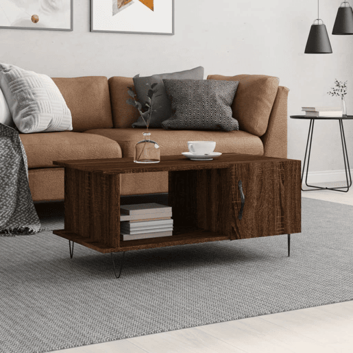 Mesa de Centro, Mesa baixa, 90x50x40 cm derivados de madeira carvalho castanho