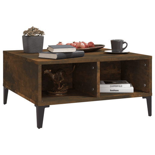 Mesa de Centro, Mesa baixa, 60x60x30 cm aglomerado cor carvalho fumado