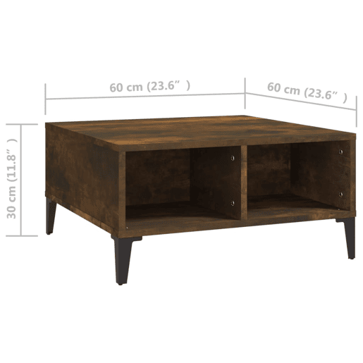 Mesa de Centro, Mesa baixa, 60x60x30 cm aglomerado cor carvalho fumado