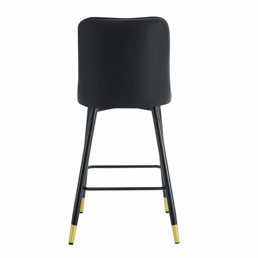 Conjunto de 2 bancos de bar, 100 cm - Couro PU preto, estrutura metálica preta, apoio para os pés confortável - Preto