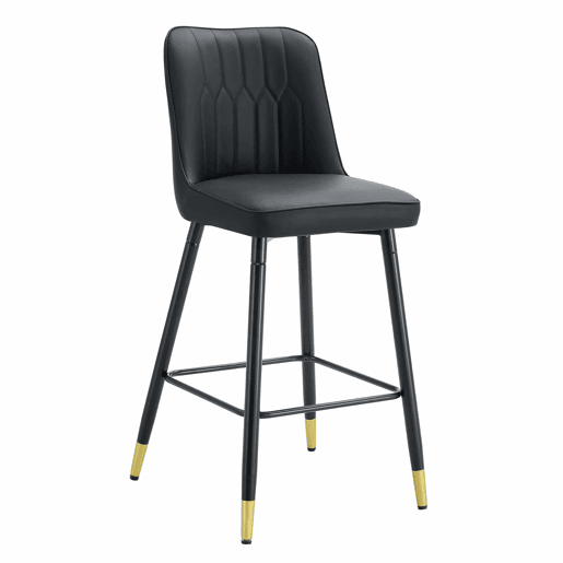 Conjunto de 2 bancos de bar, 100 cm - Couro PU preto, estrutura metálica preta, apoio para os pés confortável - Preto