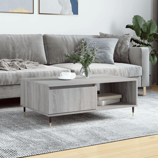 Mesa de Centro, Mesa baixa, 90x60x35 cm derivados de madeira cinzento sonoma