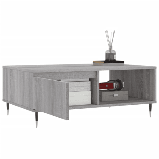 Mesa de Centro, Mesa baixa, 90x60x35 cm derivados de madeira cinzento sonoma
