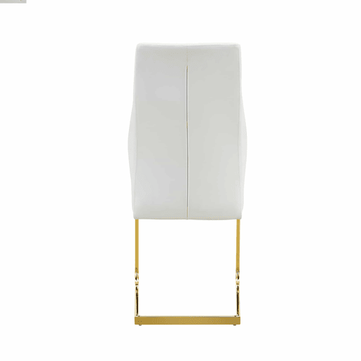 Conjunto de mesa e 2 cadeiras de jantar de 60 cm - mesa redonda em MDF com efeito de madeira, base dourada, cadeiras brancas com padrão em losangos e estrutura metálica - brancodouradomadeira