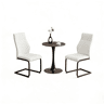 Conjunto de mesa e cadeiras de 60 cm - Mesa redonda em MDF com 2 cadeiras brancas com encosto em forma de losango - NogueiraBranco+Preto