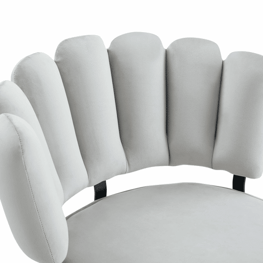 Conjunto de mesa e cadeiras de 60 cm - Mesa redonda em MDF com pernas pretas + 2 cadeiras cinza claro com encosto em forma de pétala e pernas de metal pretas - Cinza claro, nogueira + preto