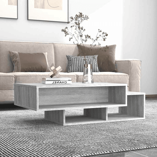 Mesa de Centro, Mesa baixa, 105x55x32cm derivados de madeira cinzento sonoma