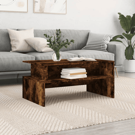 Mesa de Centro, Mesa baixa, 90x55x42,5cm derivados madeira carvalho fumado