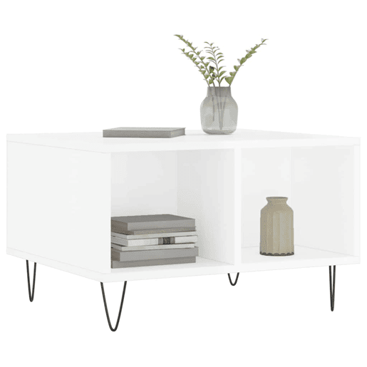 Mesa de Centro, Mesa baixa, 60x50x36,5 cm derivados madeira branco brilhante
