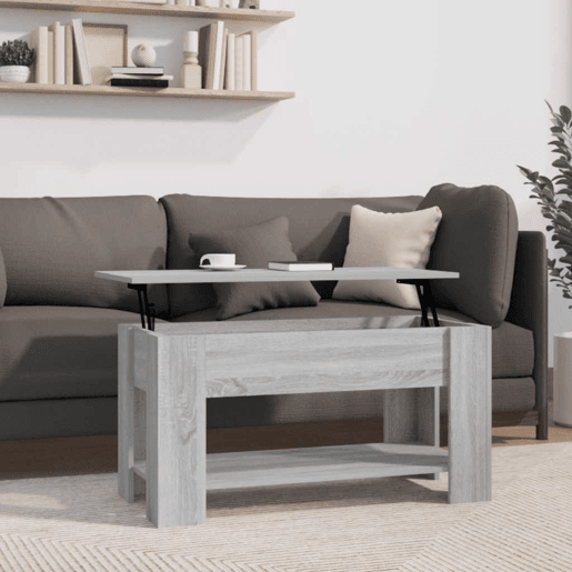 Mesa de Centro, Mesa baixa, 101x49x52cm derivados de madeira cinzento sonoma