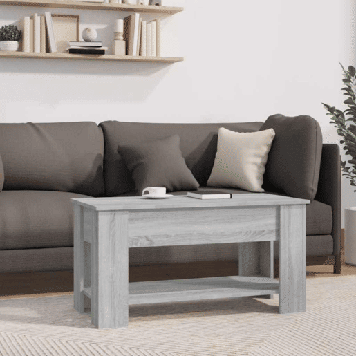 Mesa de Centro, Mesa baixa, 101x49x52cm derivados de madeira cinzento sonoma