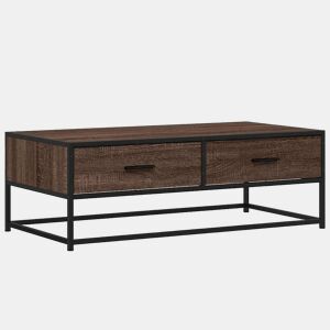 Mesa de Centro, Mesa baixa, 100x50x35 cm deriv. madeirametal carvalho castanho