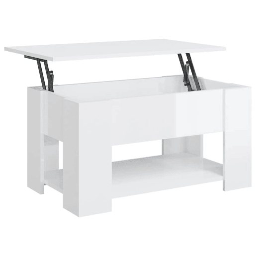 Mesa de Centro, Mesa baixa, 79x49x41 cm madeira processada branco brilhante