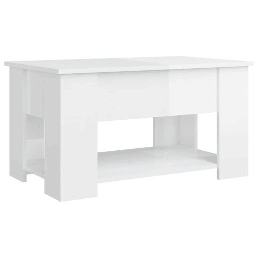Mesa de Centro, Mesa baixa, 79x49x41 cm madeira processada branco brilhante