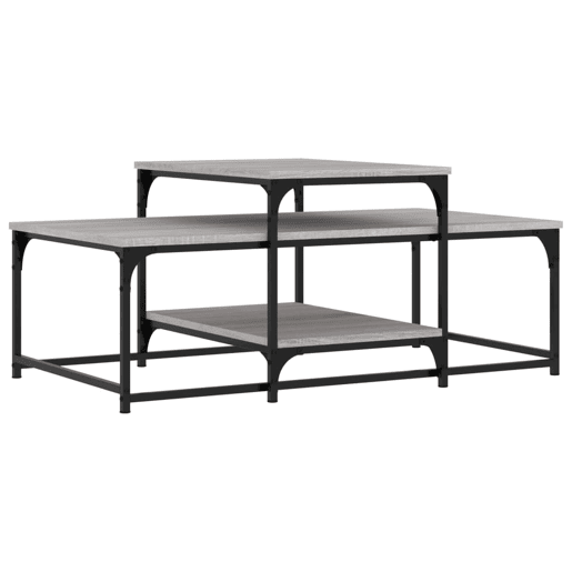 Mesa de Centro, Mesa baixa, 102x60x45 cm derivados madeira cinzento sonoma