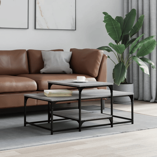 Mesa de Centro, Mesa baixa, 102x60x45 cm derivados madeira cinzento sonoma