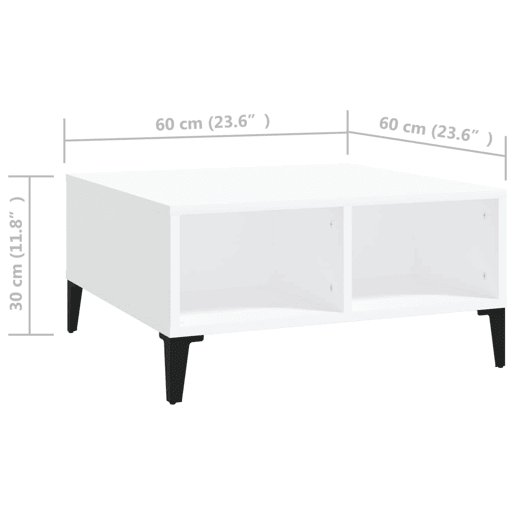 Mesa de Centro, Mesa baixa, 60x60x30 cm derivados de madeira branco