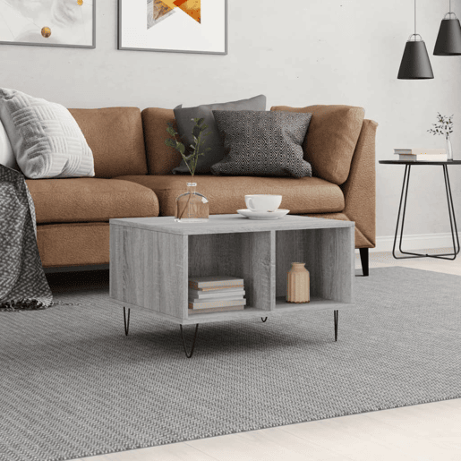 Mesa de Centro, Mesa baixa, 60x50x36,5 cm derivados de madeira cinza sonoma