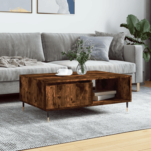 Mesa de Centro, Mesa baixa, 90x60x35 cm derivados de madeira carvalho fumado