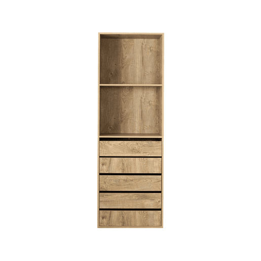 Roupeiro Opéra com 5 gavetas e 2 prateleiras - 60 x 45 x 180 cm - Bege