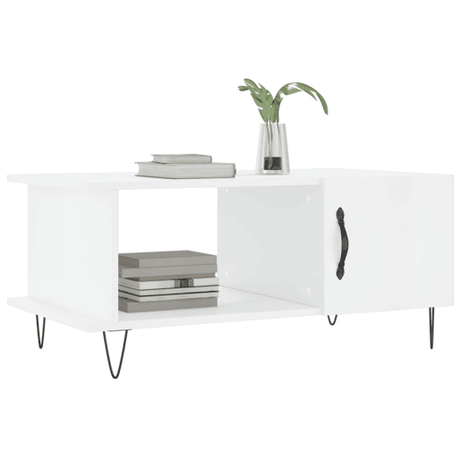 Mesa de Centro, Mesa baixa, 90x50x40 cm madeira processada branco brilhante Mesa de Centro, Mesa baixa, 90x50x40 cm madeira processada branco brilhante