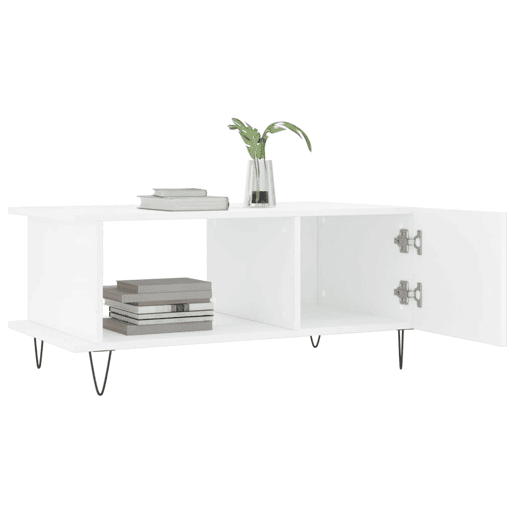 Mesa de Centro, Mesa baixa, 90x50x40 cm madeira processada branco brilhante Mesa de Centro, Mesa baixa, 90x50x40 cm madeira processada branco brilhante