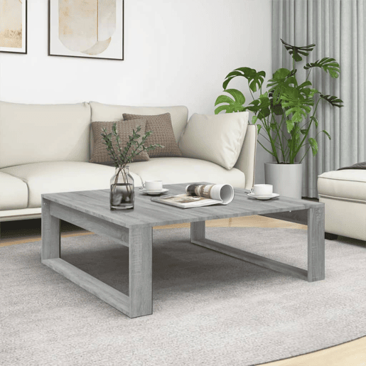 Mesa de Centro, Mesa baixa, 100x100x35 cm derivados de madeira cinza sonoma