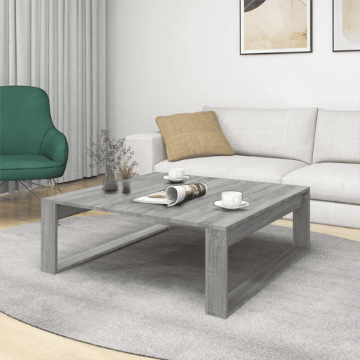 Mesa de Centro, Mesa baixa, 100x100x35 cm derivados de madeira cinza sonoma