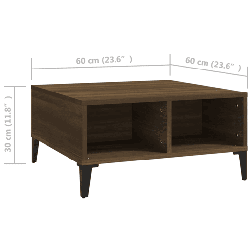 Mesa de Centro, Mesa baixa, 60x60x30 cm aglomerado cor carvalho castanho