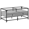 Mesa de Centro, Mesa baixa c topo de vidro 98,5x50x45 cm cinza sonoma aço