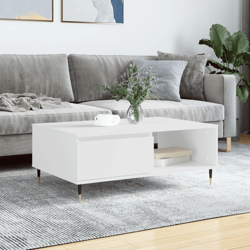 Mesa de Centro, Mesa baixa, 90x60x35 cm derivados de madeira branco