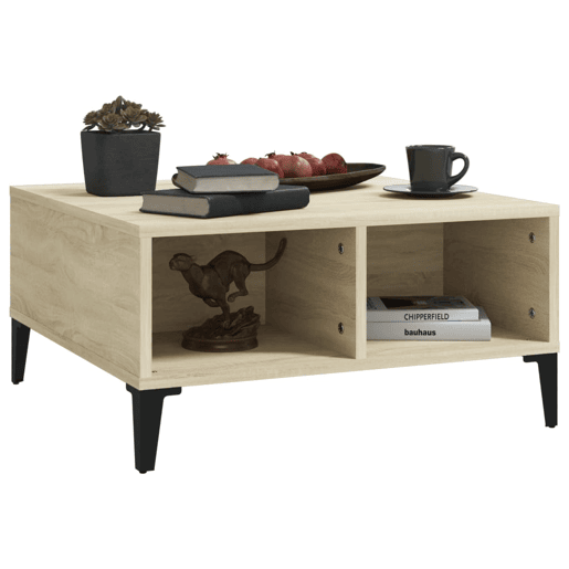 Mesa de Centro, Mesa baixa, 60x60x30 cm derivados de madeira carvalho sonoma