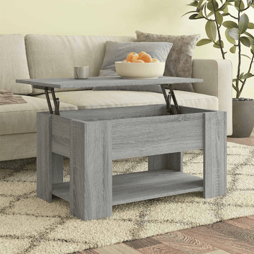 Mesa de Centro, Mesa baixa, 79x49x41cm derivados de madeira cinzento sonoma
