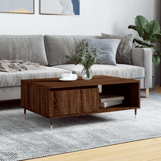 Mesa de Centro, Mesa baixa, 90x60x35 cm derivados madeira carvalho castanho