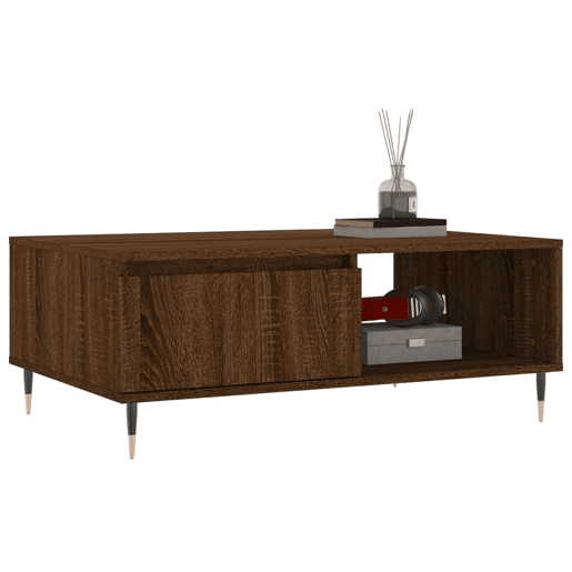 Mesa de Centro, Mesa baixa, 90x60x35 cm derivados madeira carvalho castanho