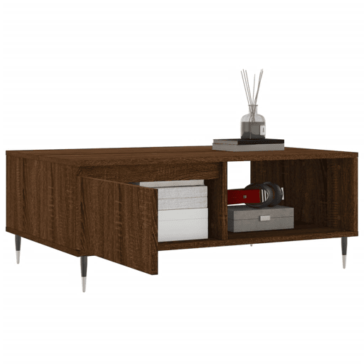 Mesa de Centro, Mesa baixa, 90x60x35 cm derivados madeira carvalho castanho