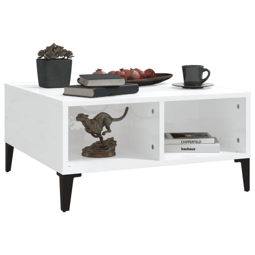 Mesa de Centro, Mesa baixa, 60x60x30cm derivados de madeira branco brilhante