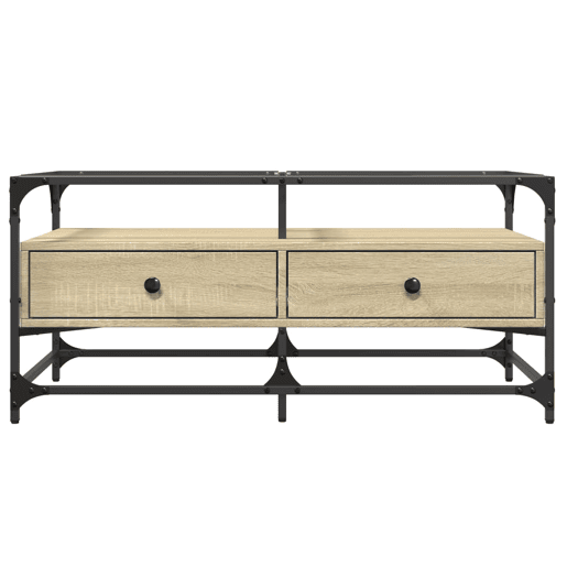 Mesa de Centro, Mesa baixa ctopo de vidro 98,5x50x45cm carvalho sonoma aço