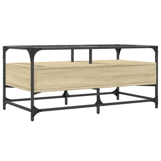 Mesa de Centro, Mesa baixa ctopo de vidro 98,5x50x45cm carvalho sonoma aço