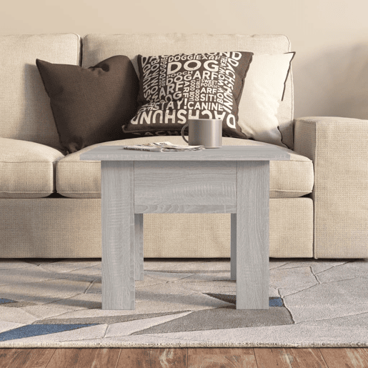 Mesa de Centro, Mesa baixa, 55x55x42 cm aglomerado cor sonoma cinzento