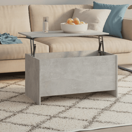 Mesa de Centro, Mesa baixa, 102x55,5x52,5cm madeira processada cinza cimento