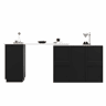 Mesa de bar giratória 360° 210x30x100,9 cm - Design moderno, armazenamento aberto, tampo em mármore - Preta