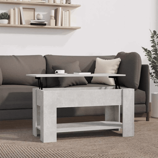 Mesa de Centro, Mesa baixa, 101x49x52 cm madeira processada cinza cimento