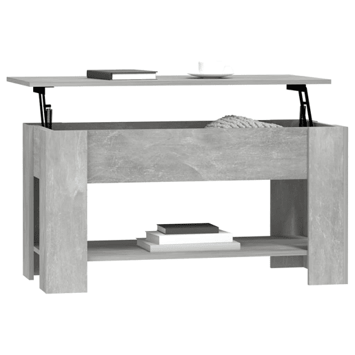 Mesa de Centro, Mesa baixa, 101x49x52 cm madeira processada cinza cimento